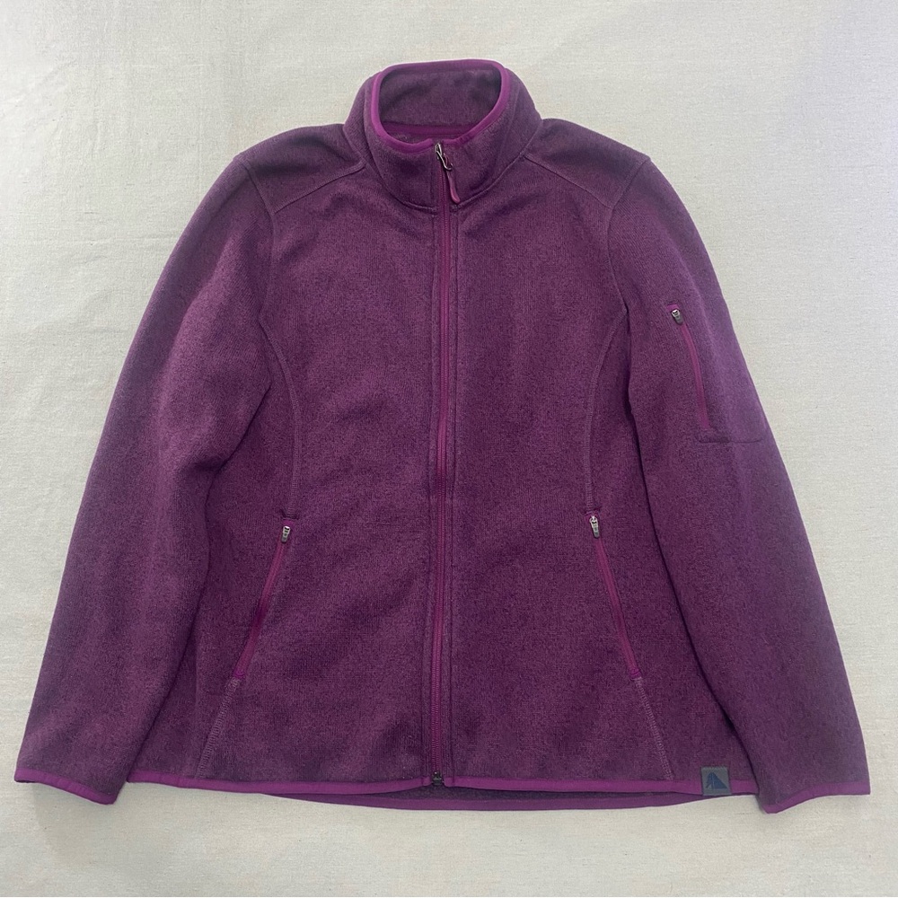 LL Bean Womens Petite XLarge Jacket Sweater Fleece Full Zip Purple 500772